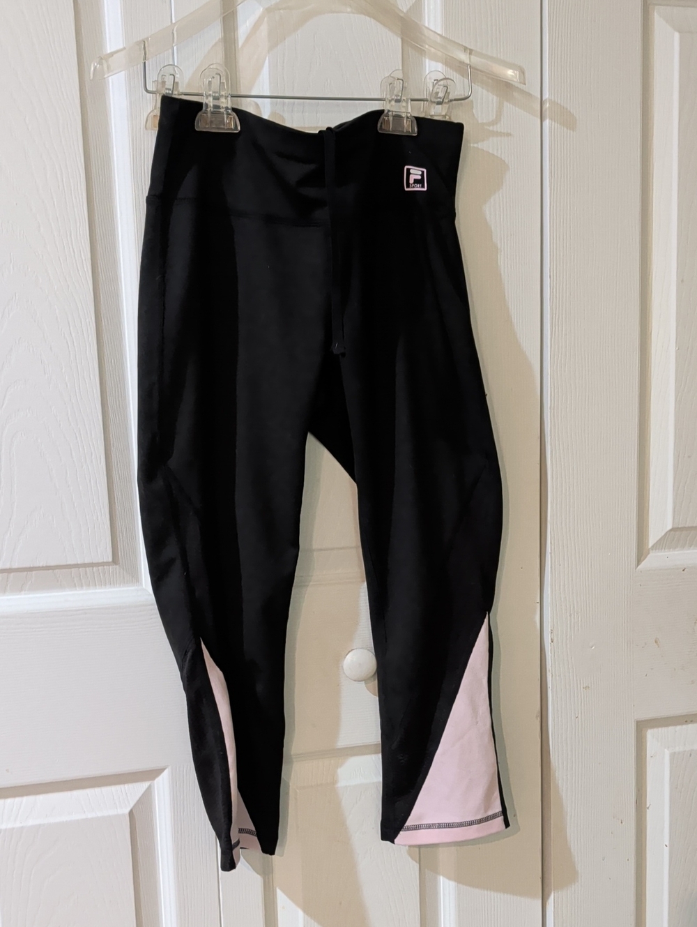 Fila Black Leggings with Light Pink Panels